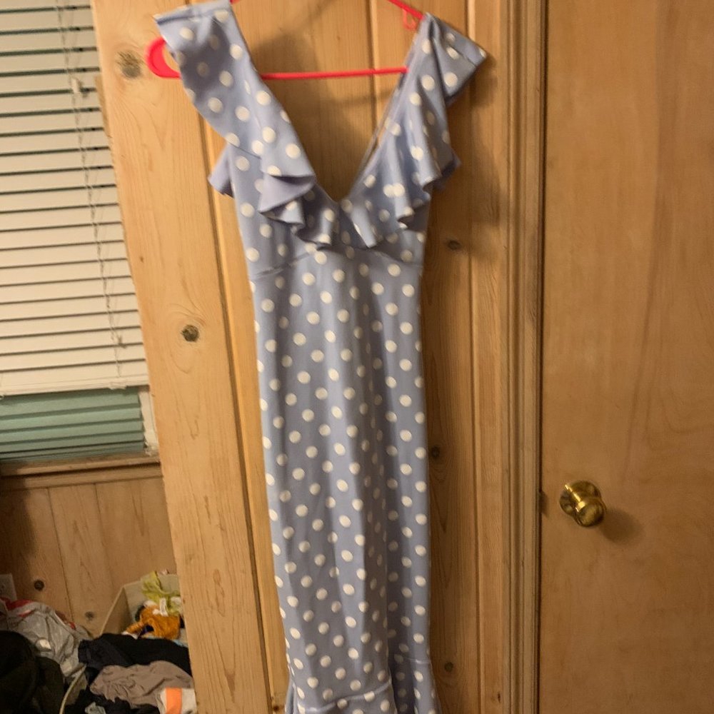 Blue and White Polka Dot Dress